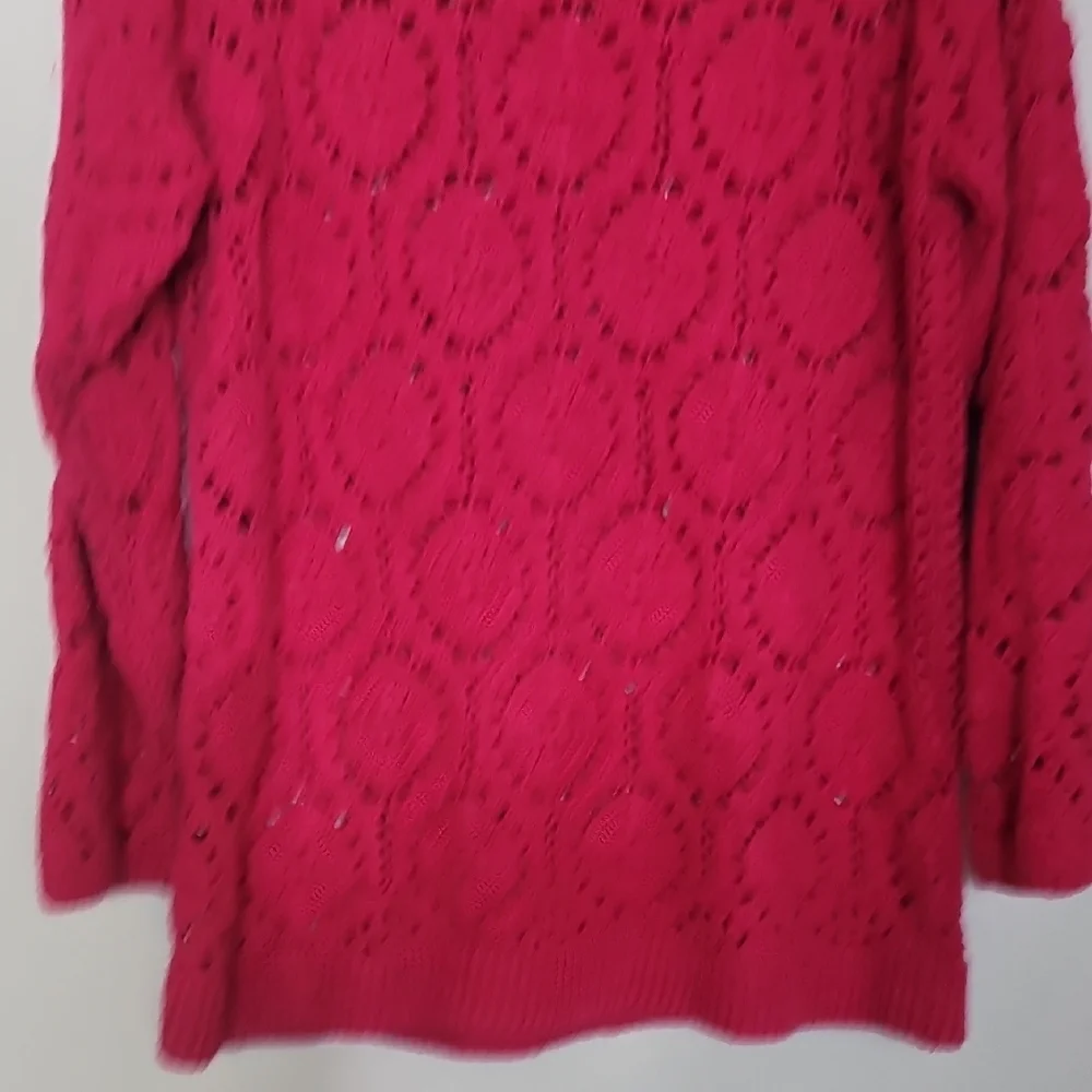 Vintage Import Workshop Womens Chunky Open Knit Sweater Size M 3D Crochet Pink
